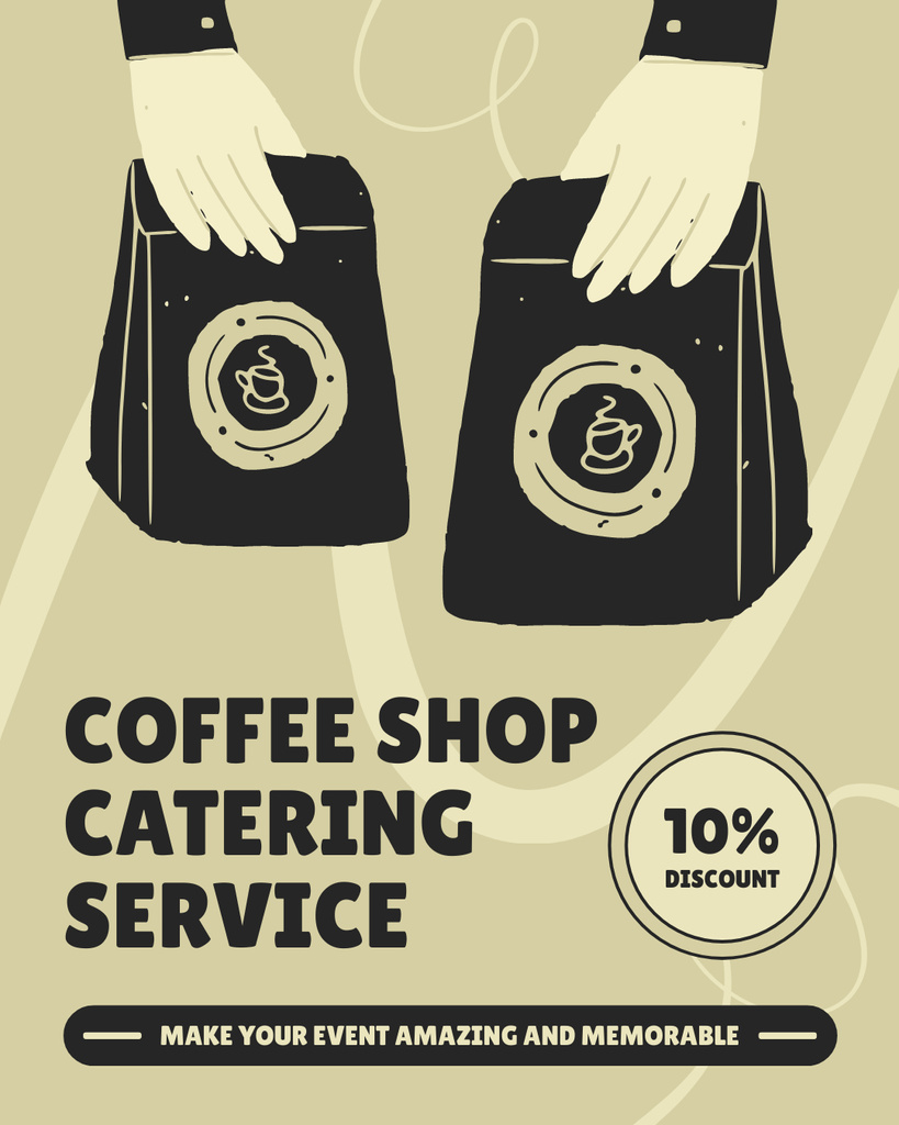 Ontwerpsjabloon van Instagram Post Vertical van Coffee Shop Catering Service At Discounted Rates