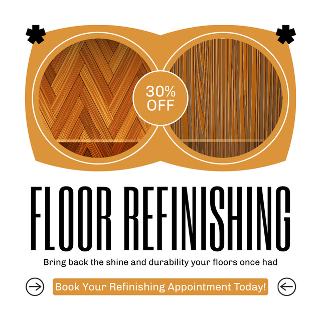 Ontwerpsjabloon van Animated Post van Wooden Parquet Floor Refinishing At Reduced Price