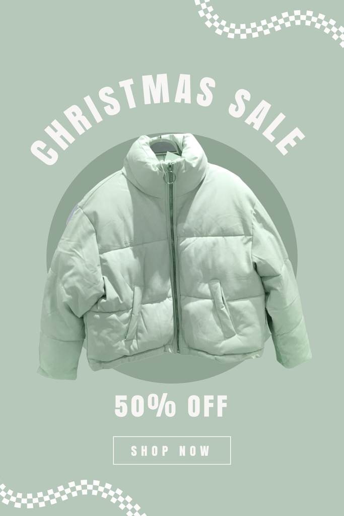 Szablon projektu Christmas Sale Offer Puffer Jacket Pinterest