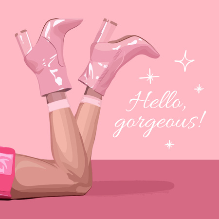 Beauty Inspiration with Girl in Glossy Boots Animated Post Šablona návrhu