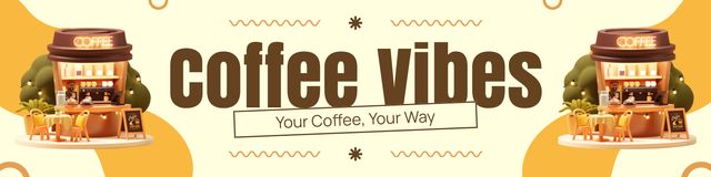Ontwerpsjabloon van Twitter van Outdoor Coffee Shop With Cozy Vibes Promotion