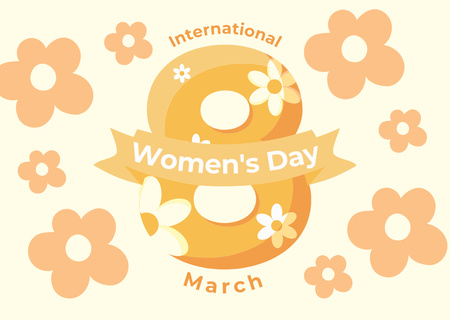 International Women's Day Greeting with Yellow Flowers Card Design Template