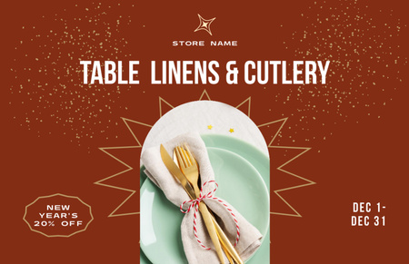 Special New Year Offer of Festive Cutlery Sale Flyer 5.5x8.5in Horizontal Design Template