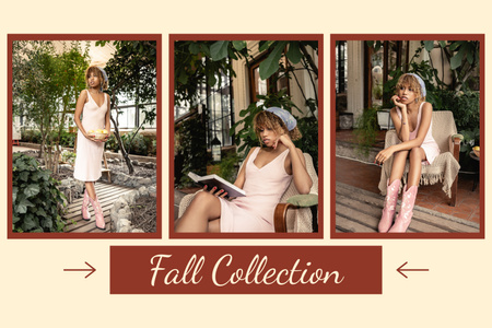 Offer of Autumn Collection in Boho Style Mood Board Design Template
