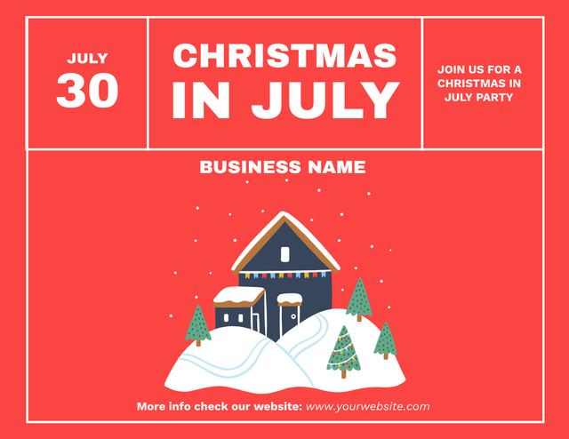 Magical Experience the Joy of Christmas in July Flyer 8.5x11in Horizontal Design Template