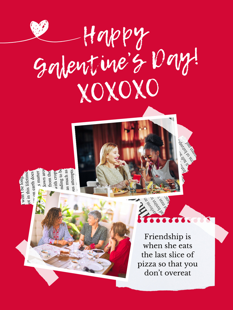 Friends celebratig Galentine's Day Holiday Poster US – шаблон для дизайну
