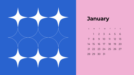 Abstract Figures on Blue Calendar Design Template