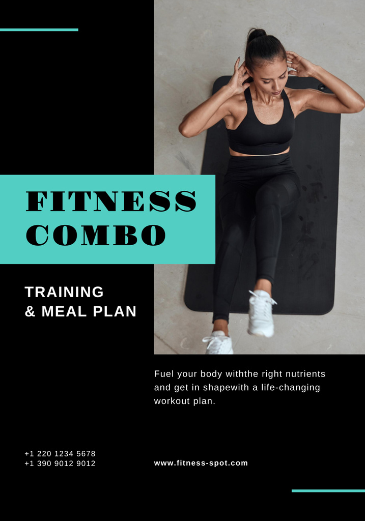 Template di design Fitness Program Ad with Woman doing Workout Poster 28x40in