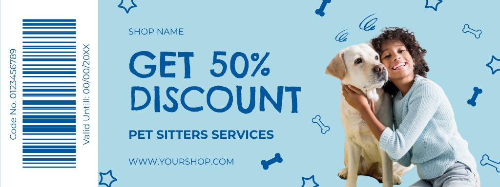 Discount on Pet Sitters Services Coupon Design Template