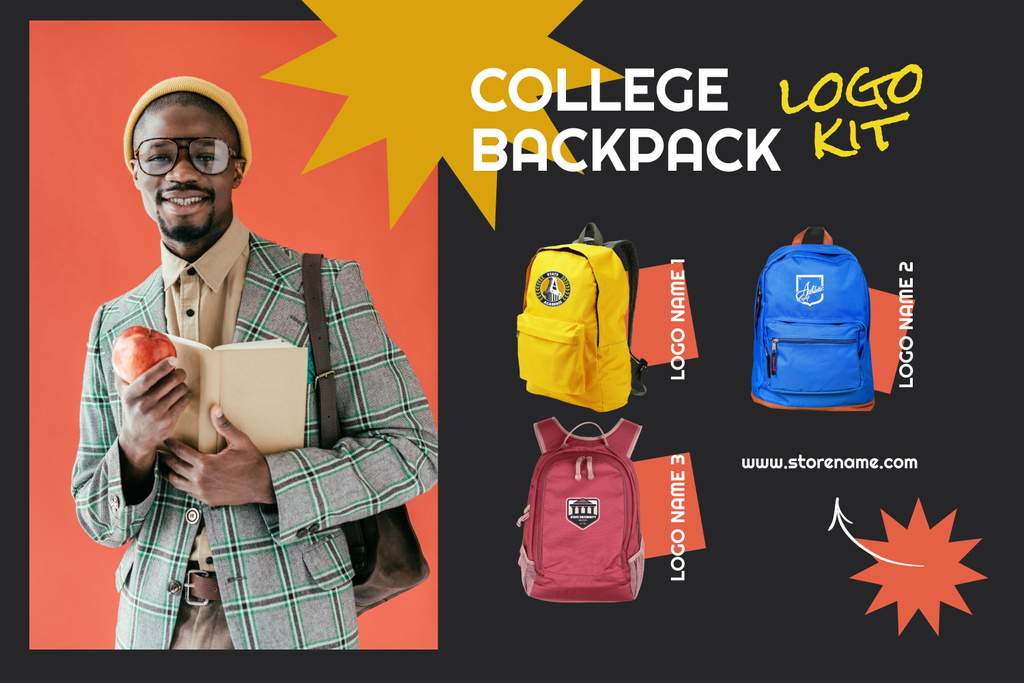 Comfy College Backpacks and Merch Offer Mood Board Design Template