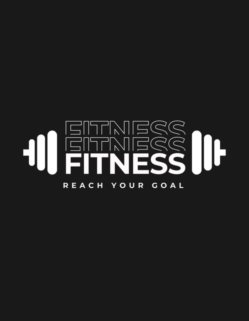 Fitness Lettering with Barbell T-Shirt Design Template