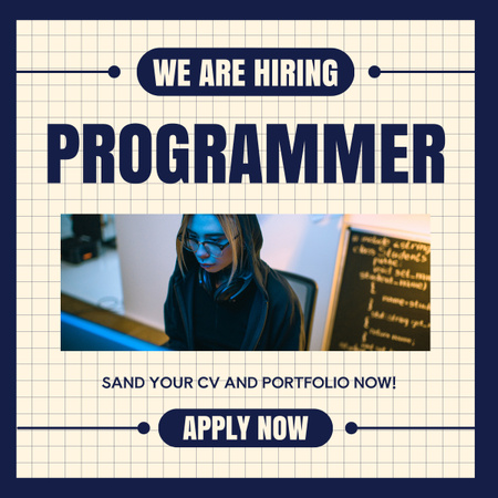 We Are Hiring a Programmers LinkedIn post Design Template