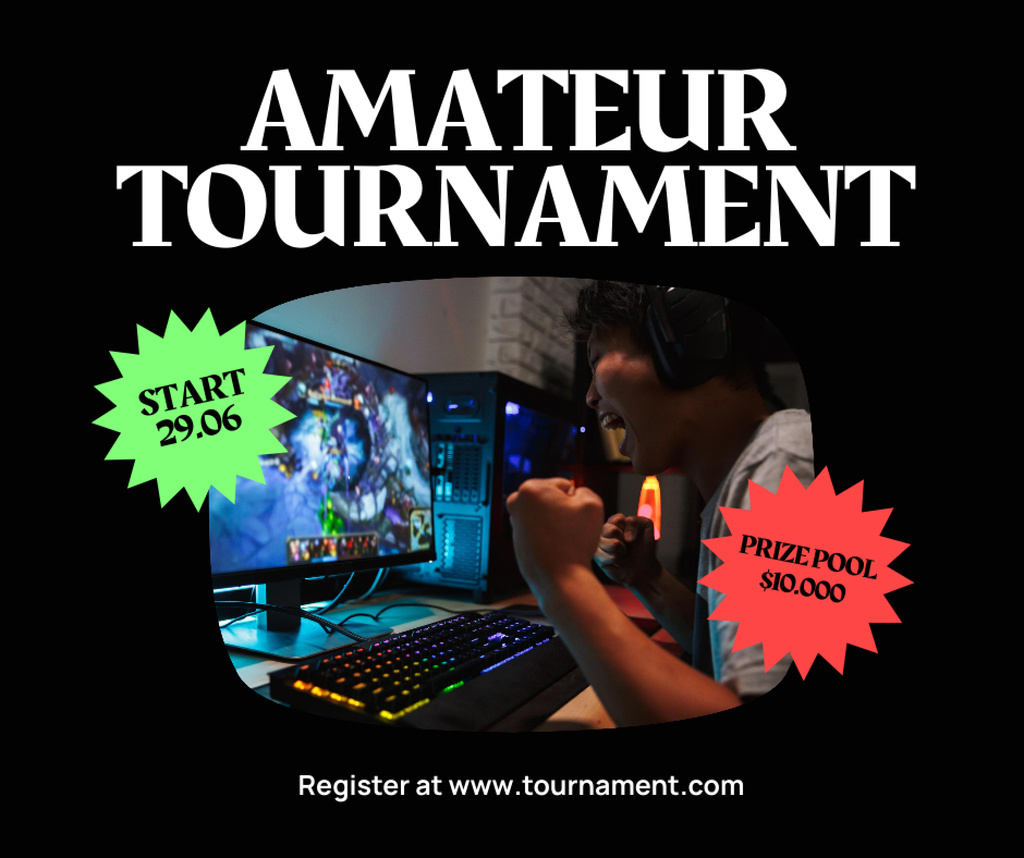 Amateur Gaming Tournament Announcement Facebook Πρότυπο σχεδίασης
