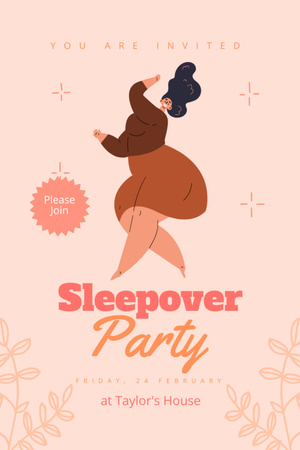 Sleepover Party at Taylor's House Invitation 6x9in Design Template