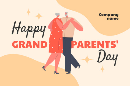 Incredible Grandparents' Day Greetings With Dancing Postcard 4x6in Design Template