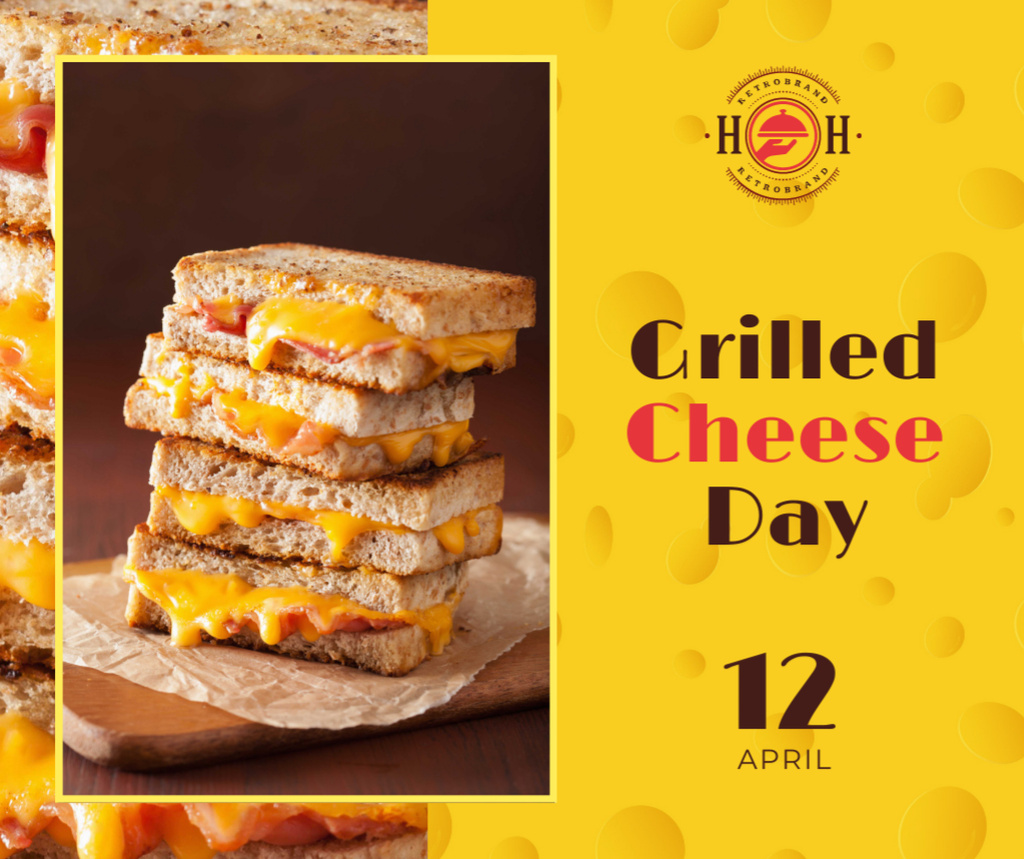 Grilled cheese day celebration Facebook Modelo de Design
