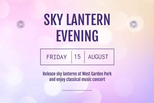 Plantilla de diseño de Marvelous Sky Lantern Evening With Concert Announcement Flyer 4x6in Horizontal 