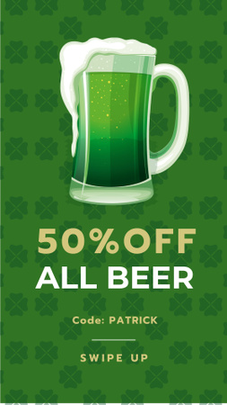 Saint Patrick's Day mug with beer Instagram Story Design Template