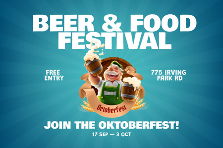 Ontwerpsjabloon van Postcard 4x6in van Announcement of Oktoberfest Celebration With Beer And Food