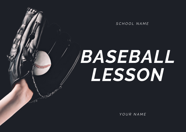Ball Catching on Baseball Lessons Ad Postcard Design Template