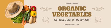 Organic Vegetable Sale Announcement with Straw Hat Twitter Design Template