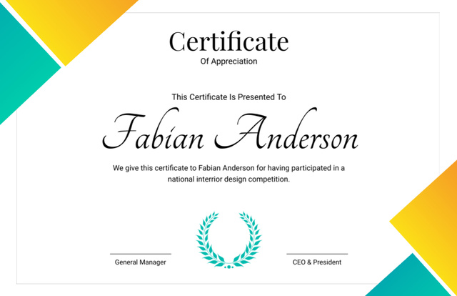 Certificate Of Appreciation with Geometric Pattern Certificate 5.5x8.5in Modelo de Design