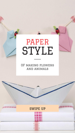 Template di design carino ghirlanda di origami Instagram Story