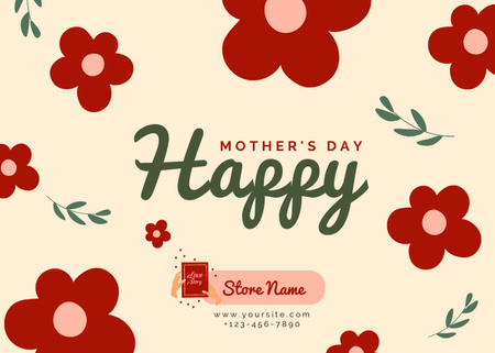Mother's Day Greeting from Store Postcard 5x7in Design Template