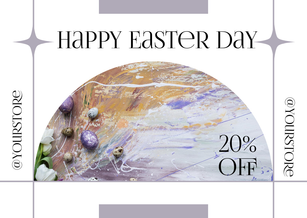 Easter Discount Offer with Painted Chicken and Quail Eggs Card Πρότυπο σχεδίασης
