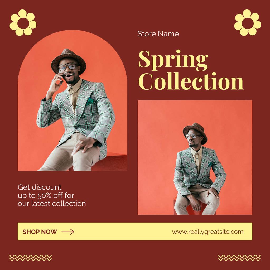Spring Collage of Stylish Men's Clothes Instagram Design Template
