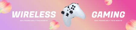Gaming Accessories Ad with Gamepad Ebay Store Billboard Design Template