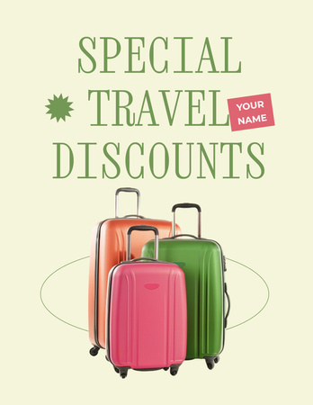 Special Offer on Travel Plastic Suitcases Flyer 8.5x11in Design Template