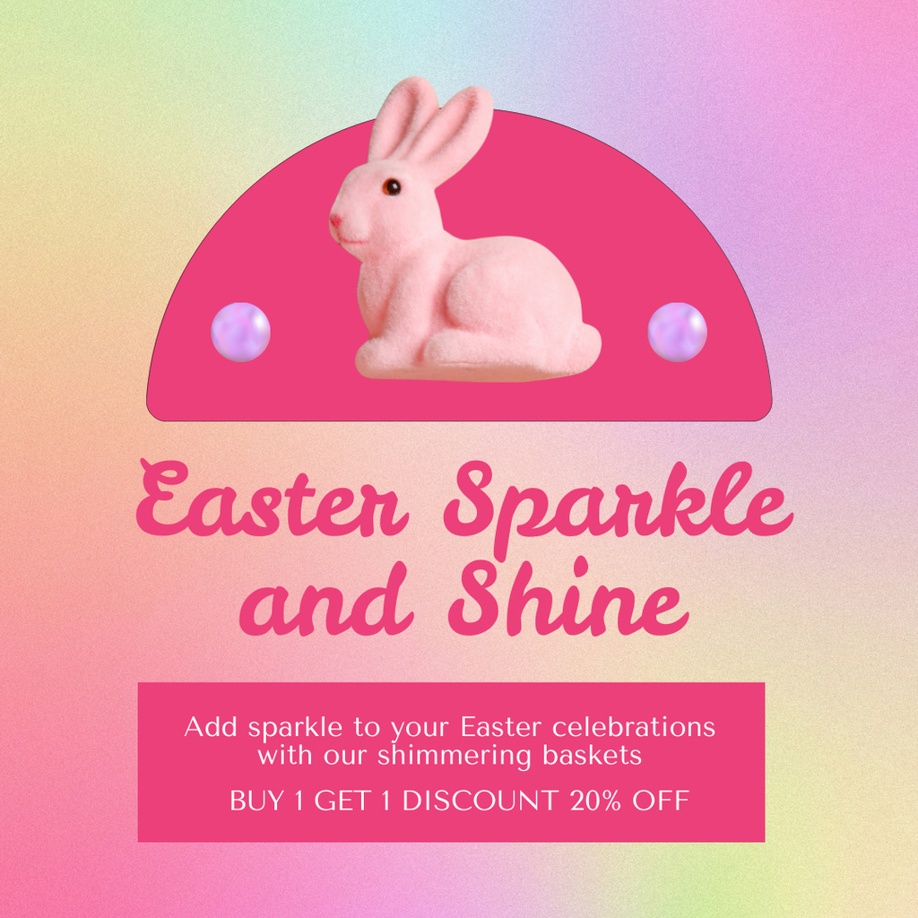 Modèle de visuel Easter Offer with Bunny on Bright Gradient - Instagram