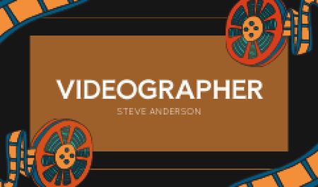 Film Announcement with Vintage Movie Projector Business card Design Template