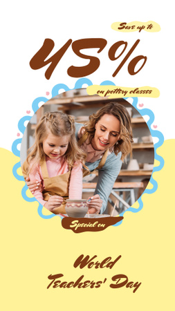 World Teachers' Day Woman and Girl at Pottery Instagram Story Design Template