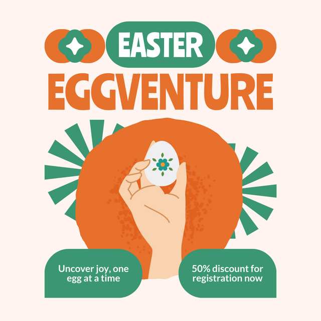 Easter Offer Ad with Illustration of Egg in Hand Instagram Πρότυπο σχεδίασης