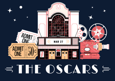 Annual Academy Awards Announcement Illustration Postcard A5デザインテンプレート