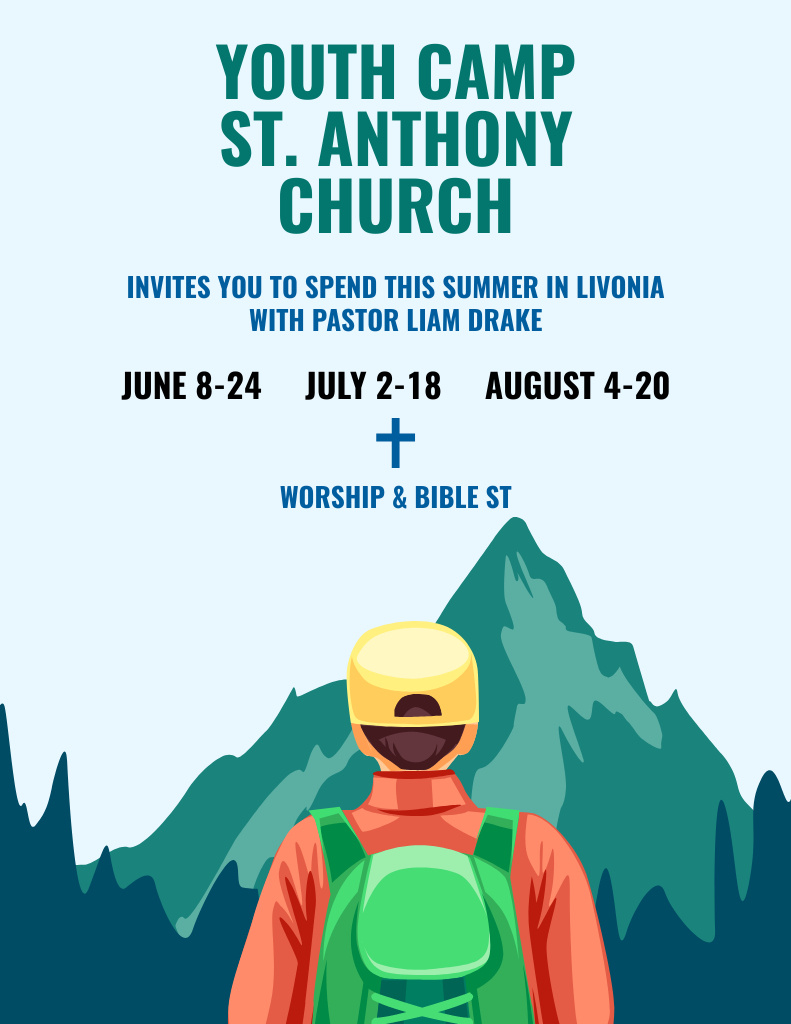 Youth Religion Retreat Flyer 8.5x11in Design Template