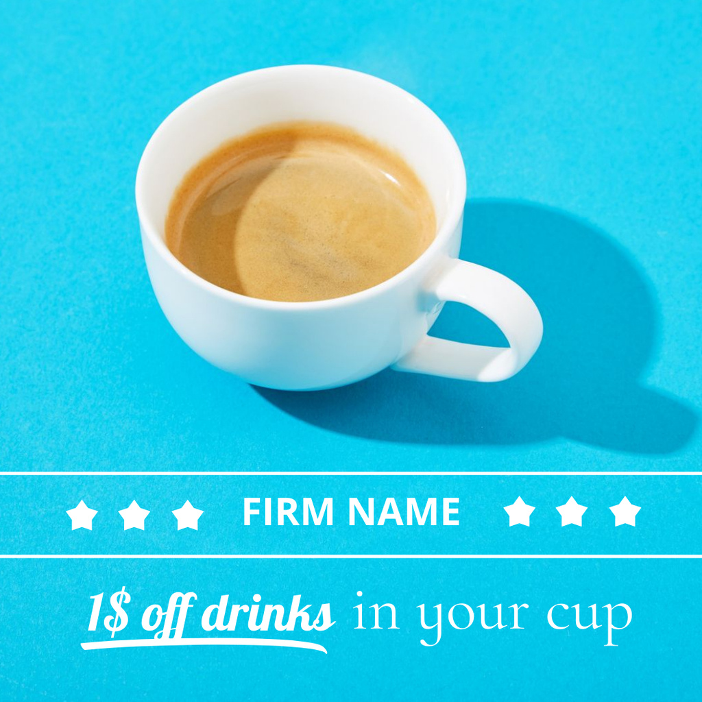 White Cup of Coffee on Blue Instagram Design Template