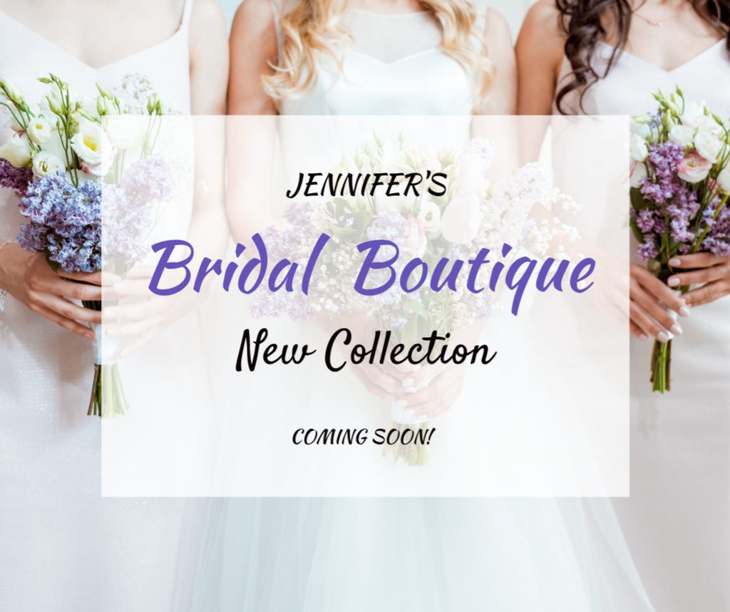 Ontwerpsjabloon van Facebook van Announcement of New Collection in Bridal Boutique
