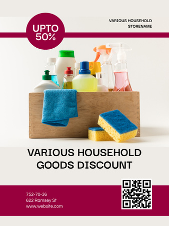 Discount on Household Goods for Cleaning Poster US Design Template