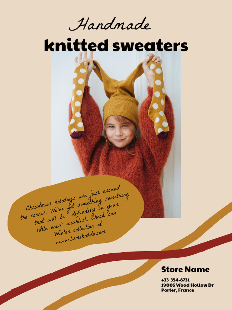 Modèle de visuel Kids' Clothes Ad with smiling Girl - Poster US