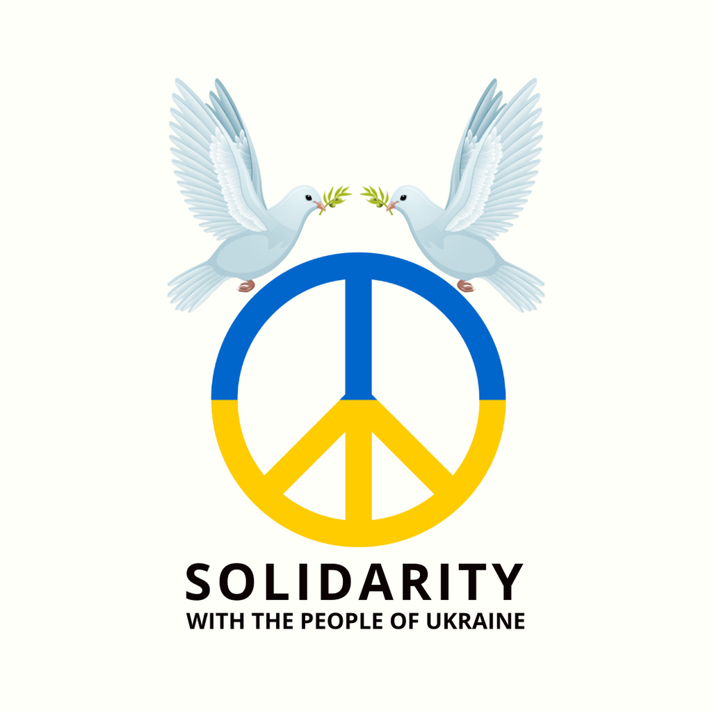 Solidarity with People of Ukraine with Illustration of Doves Instagram tervezősablon