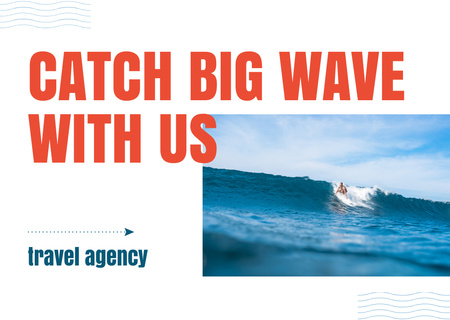 Surfing Tour Offer by Travel Agency Card Modelo de Design