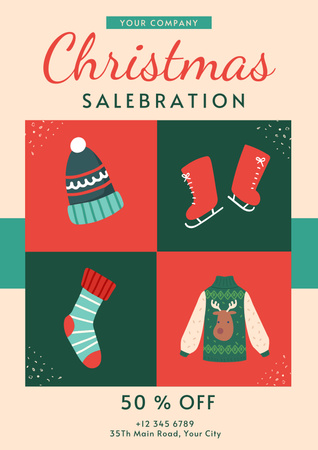 Christmas Celebration Sale For Seasonal Items Poster Design Template