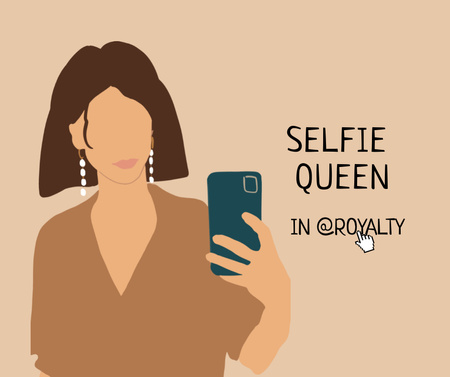 Stylish Girl Making Selfie with Phone Facebook Design Template