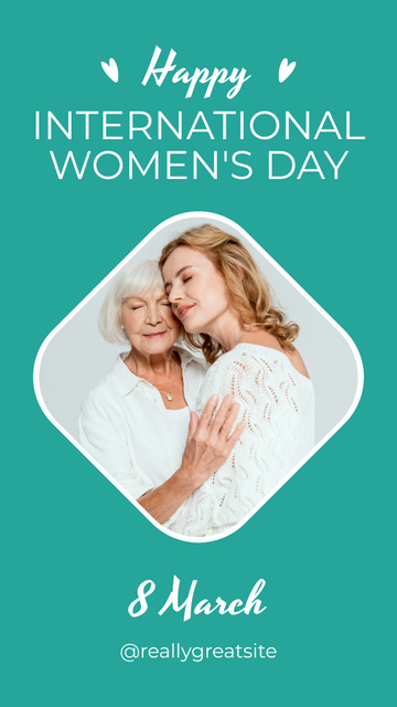 Young and Elder Woman hugging on Women's Day Instagram Story Design Template