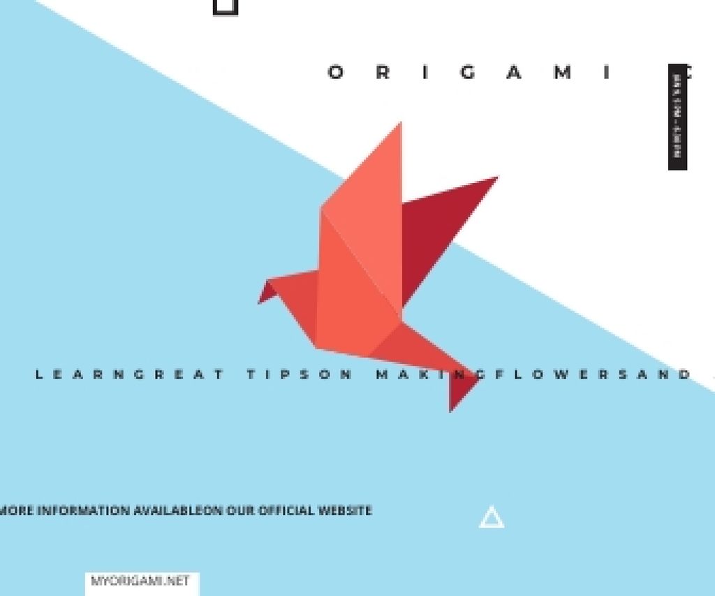 Origami Classes Invitation Bird Paper Figure Large Rectangle Design Template