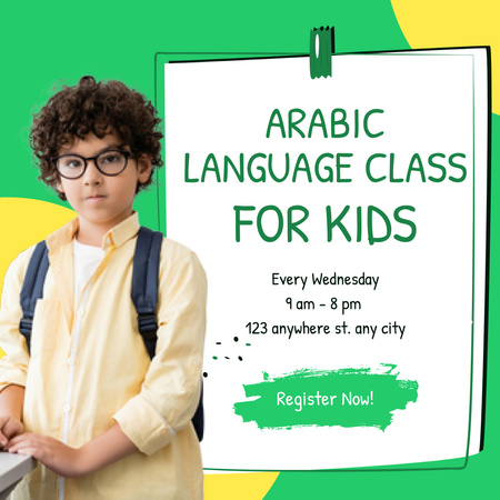 Designvorlage Arabic Language Class For Kids für Instagram