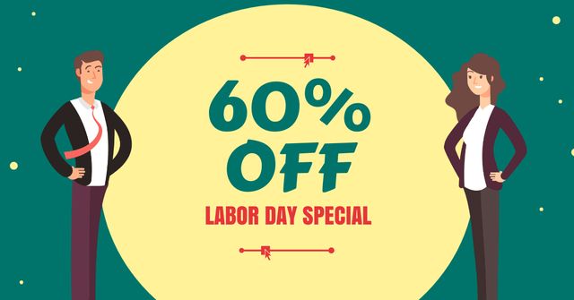 Labor Day Offer with Businesspeople Facebook ADデザインテンプレート